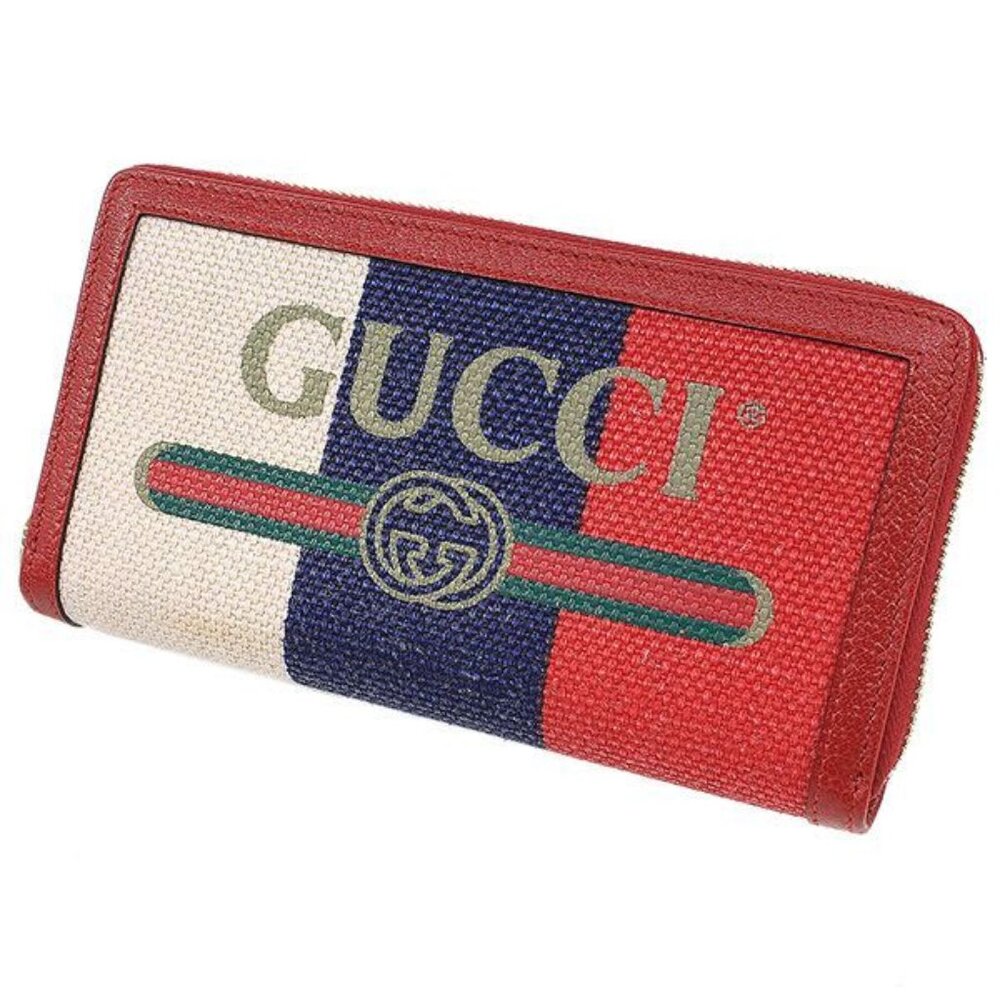 Gucci Tricolor Logo Leather Canvas Round Long Wallet Box Bag